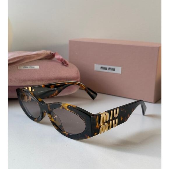 NEW Miu Miu MU11WS Tortoise Brown Oval Thick Rim Sunglasses main image 6